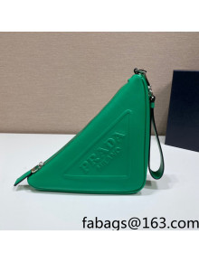 Prada Triangle Leather Pouch 1NE039 Green 2021 