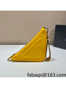 Prada Triangle Leather Pouch 1NE039 Yellow 2021 