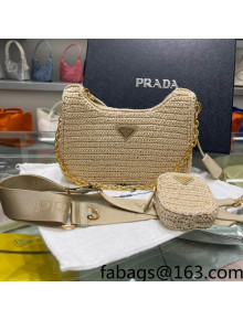 Prada Re-Edition 2005 Raffia Shoulder Bag 1BH204 Beige 2021 