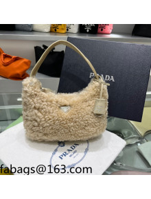 Prada Re-Edition 2000 Wool and Cashmere Mini Hobo Bag 1NE515 Beige 2022