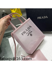 Prada Small Sequined Mesh Tote Bag 1BG417 Pink 2022