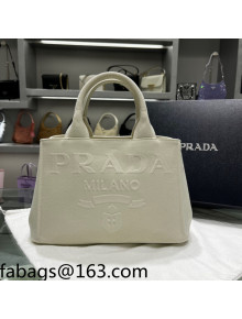 Prada Maxi Logo Canvas Top Handle bag White 2022