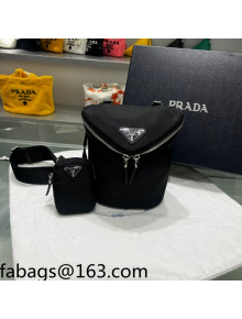 Prada Signaux Nylon Bucket Bag Black 2022