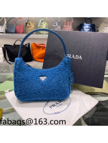 Prada Re-Edition 2000 Shearling Mini Hobo Bag 1NE515 Sky Blue 2022