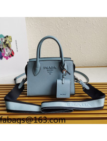 Prada Saffiano Leather Monochrome Top Handle Bag 1BA269 Blue 2022