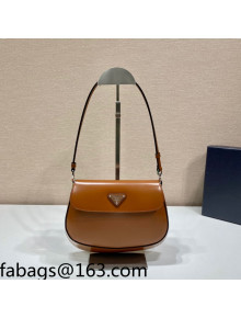 Prada Cleo Brushed Leather Shoulder Bag with Flap 1BD311 Cinnamon Brown 2022