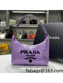 Prada Re-Edition 2000 Sequins Mini Hobo Bag 1NE515 Lilium Purple 2022