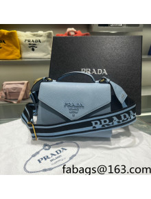 Prada Monochrome Saffiano and Leather Top Hnadle Bag 1BD317 Blue 2022