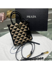 Prada Symbole Jacquard Fabric Micro Handbag 1BA355 Black/Beige 2022