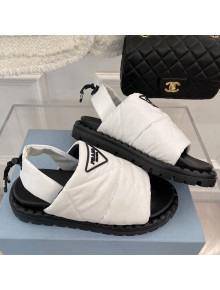 Prada Padded Nylon Flat Sandals White 2022 030733