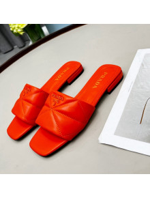 Prada Calf Leather Flat Slide Sandals Red 2022 032376