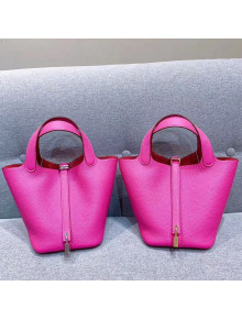 Hermes Picotin Lock 18cm/22cm in Clemence Leather with Silver/Gold Hardware Hot Pink (All Handmade)