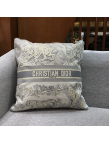 Dior Sqaure Cushion in Grey Toile de Jouy Embroidery 2021