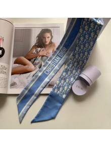 Dior Oblique Silk Bandeau Scarf 6x100cm Light Blue 2022 033081