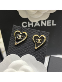 Chanel Love Stud Earrings Black 2022 031174
