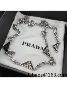 Prada Triangle Logo Chain Belt Black 2022 031166