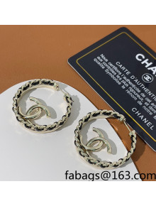 Chanel Chain Leather Hoop Earrings 2022 040214