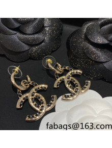 Chanel Chain Leather CC Short Earrings 2022 040218