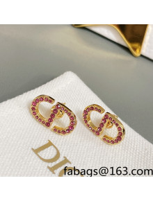 Dior Crystal CD Stud Earrings Pink 2022 040224