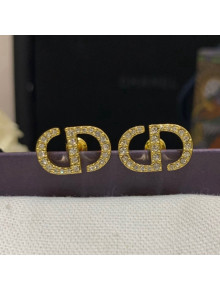 Dior Crystal CD Stud Earrings Gold 2022 040228
