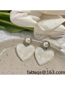Miu Miu Heart Short Earrings White 2022 040282 