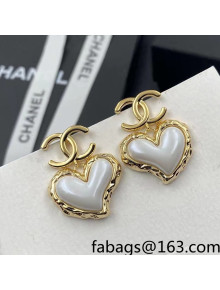 Chanel Heart Earrings White 2022 040202
