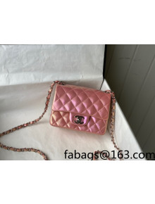 Chanel Iridescent Lambskin Mini Sqaure Classic Flap Bag A35200 Pink 2022 031442