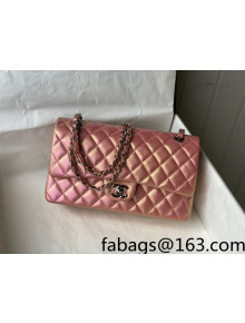 Chanel Iridescent Lambskin Medium Classic Flap Bag A01112 Pink 2022 031441