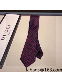Gucci GG Check Silk Tie Red/Dark Blue 2022 031087