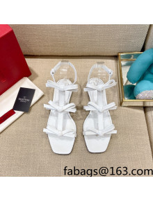 Valentino Lambskin Bow Flat Sandals White 2021 41