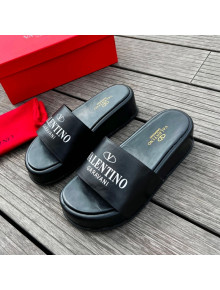 Valentino Signature Lambskin Platform Slide Sandals Black 2022 0323128