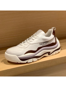 Valentino Gumboy Calfskin Sneakers White/Dark Brown 2022 032647