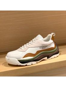 Valentino Gumboy Calfskin Sneakers White/Tan Brown 2022 032649