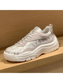 Valentino Gumboy VLTN Print Calfskin Sneakers White/Silver 2022 032650