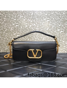 Valentino Locò VLogo Signature Calfskin Shoulder Bag 6030 Black 2022