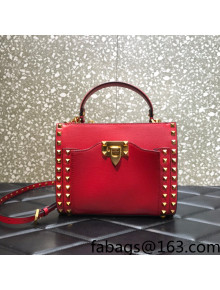 Valentino Small Rockstud Calfskin Tote Bag 0056 Red 2022