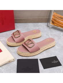 Valentino VLogo Calfskin Slide Sandals Pink 2022 96