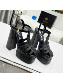 Versace Calfskin La Medusa Platform Sandals 15.5cm Black 2022 