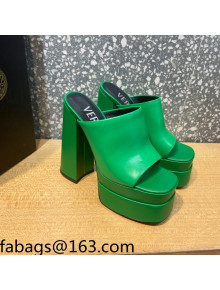 Versace Calfskin Platform Slide Sandals 15.5cm Green 2022 21