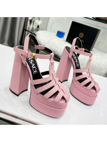 Versace Calfskin La Medusa Platform Sandals 15.5cm Light Pink 2022 