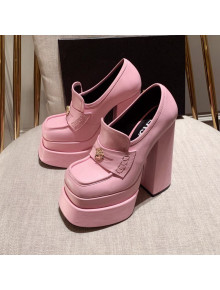 Versace Intrico High Heel Platform Loafers Pumps 15.5cm Light Pink 2022 