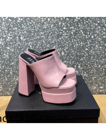 Versace Calfskin Platform Slide Sandals 15.5cm Light Pink 2022 22