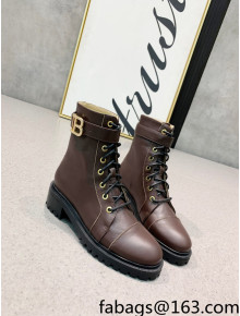 Balmain Calfskin Leather B Buckle Ankle Boots Dark Brown 2021 120431