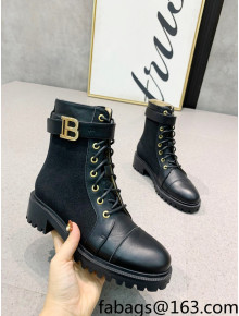 Balmain Calfskin Leather B Buckle Ankle Boots Black 2021 120433