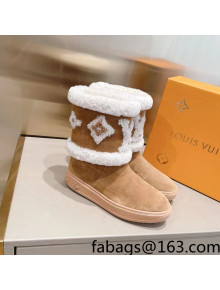Louis Vuitton Snowdrop Shearling and Suede Flat Ankle Boots Brown 2021 06