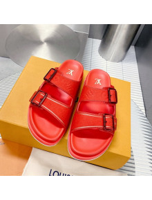 Louis Vuitton Men's LV Trainer Flat Slide Sandals Red 2022 030777