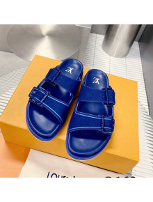 Louis Vuitton Men's LV Trainer Flat Slide Sandals Blue 2022 030779