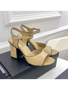 Chanel High Heel Chain Sandals 8.5cm Beige 2022 032817