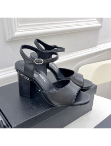 Chanel High Heel Chain Sandals 8.5cm Black 2022 032819
