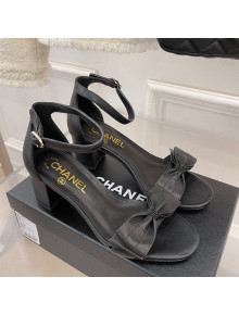 Chanel Meidum Heel Sandals with Bow 6cm Black 2022 032821